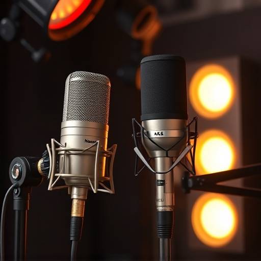 A collection of high-end microphones, including a Neumann U87 and AKG C414.