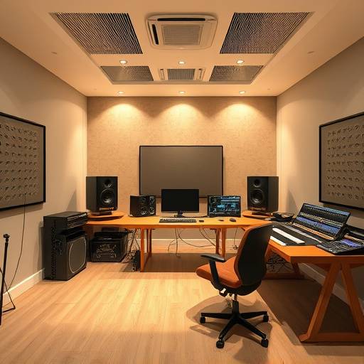 An image showcasing Studio D, a compact mixing suite tailored for electronic music production and independent artists.